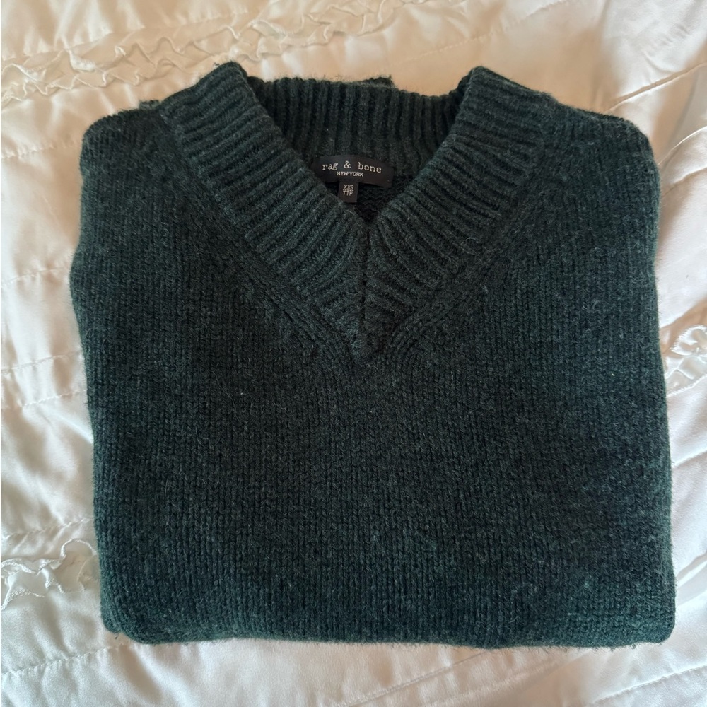 Rag & Bone Hunter Green Wool & Cashmere Sweater, New, XXS